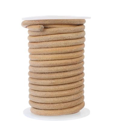 CleverDelights Genuine Leather Cord - 1/4" Round - 25 Feet - Natural