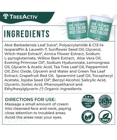 TreeActiv Acne Treatment Face Cream with Salicylic Acid & Tea Tree Oil - 90 Day Supply - Buy Online on SooperMarket.com