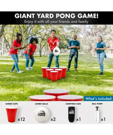 Giant Yard Pong Game - Jumbo Size for Outdoor Fun - Durable Cups, Ball & Pump - Perfect for Lawn, Backyard, Camping, Tailgating - Buy Online on SooperMarket.com