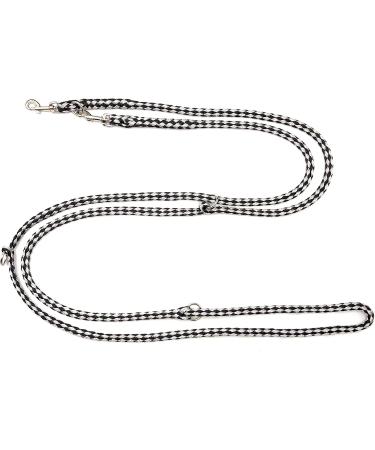 Lightweight Double Linen Dog Leash for Small Dogs up to 15 kg - 4-Way Adjustable (2.40m 2.80m 3.50m) in Dallas Black Silver - Buy Online on SooperMarket.com