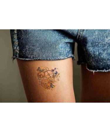 Dopetattoo 6 Sheets Temporary Tattoos - Mechanic Punk Clockwork Butterflies Wildflowers - Neck Arm Chest - Men Women Adults - Buy Online on SooperMarket.com