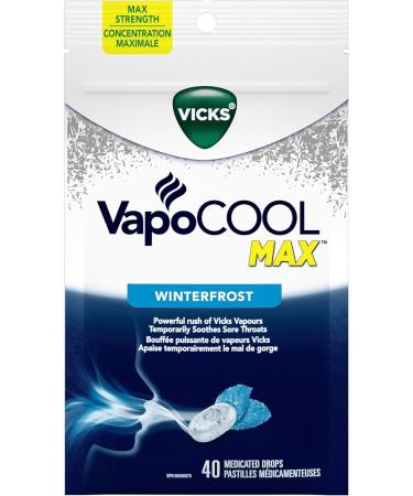 Vicks Vapoinhaler Nasal Decongestant with Soothing Vapors & VapoCOOL Max Medicated Drops for Temporary Cough and Sore Throat Relief Lozenges Winterfrost Flavour 40 Count - Buy Online on SooperMarket.com