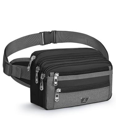 Xoolkly belly pocket for men's women's fell pocket belt bag men with 7 zip pockets hip pocket for sports fitness running jogging cycling camping black