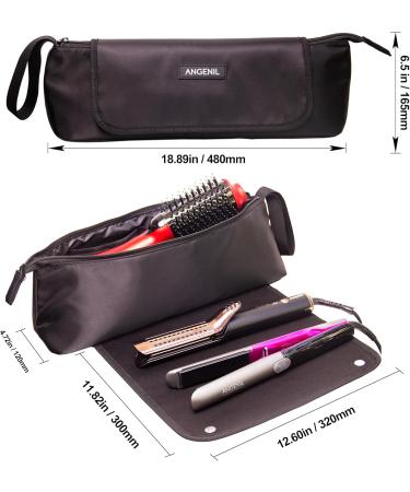ANGENIL Large Capacity Hair Tools Travel Bag | Heat Resistant Mat for Flat Irons & Curling Irons | Portable 2-in-1 Hot Tool Mat Bag - Black - Buy Online on SooperMarket.com