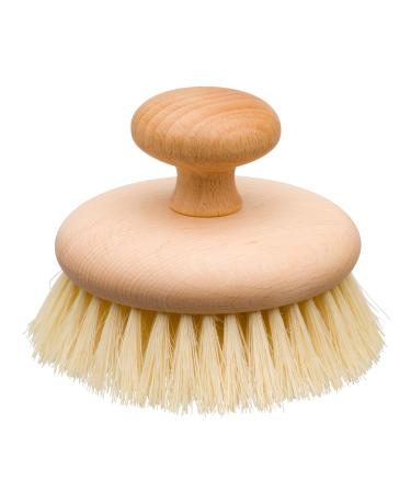 Redecker Natural Tampico Fiber Massage Brush with Oiled Beechwood Knob  4-Inch Diameter  Made in Germany