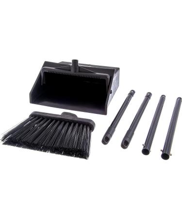 Duo-Pan Plastic Lobby Pan and Duo-Sweep Broom Combo | 36 Overall Length x 11-51/64 Width | Black - Buy Online on SooperMarket.com