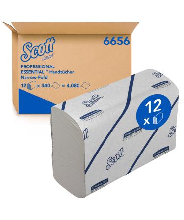 Scott Essential Paper Towels 6656 Narrowfold Paper Towels 12 clips x 340 white paper towels (4 080 total)