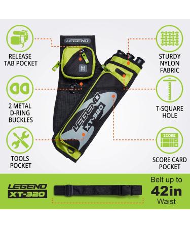 LEGEND XT320 Archery Quiver - Nylon Hip Quiver with 3 Arrow Tubes - Adjustable Waist Belt - Right Handed Green - Buy Online on SooperMarket.com