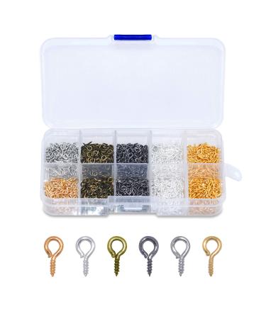 1000 PCS Small Self Tapping Screw Eye Pins Hooks in 6 Colors (4  8mm/0.15  0.3inch)