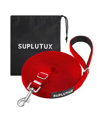 Suplutux drag line 10m for dogs with storage bags robust dog leash for large dogs and small dogs training lines with D-carabiner and grip pad (red) red 10m