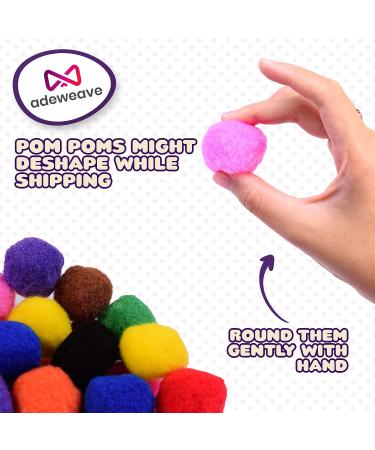 Adeweave 1.5 Inch 100 Pom Poms - Multicolor Soft and Fluffy Craft Pompoms in Assorted Colors - Buy Online on SooperMarket.com