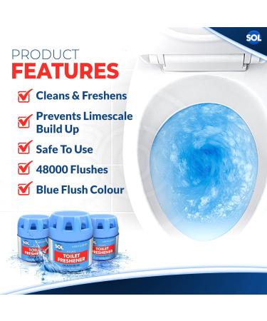 48pk Ocean Blue Toilet Fresheners 70g - 1000 Flushes, Limescale Prevention - Toilet Cistern Blocks - Buy Online on SooperMarket.com