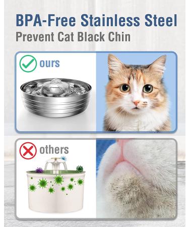 Stainless Steel Cat Water Fountain 3.6L - Automatic Pet Fountain for Dogs and Cats - Ultra-Quiet Pump - Multiple Pet Water Bowl Dispenser - Sliver - Buy Online on SooperMarket.com
