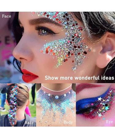 Body Glitter Gel 50ml Face Glitters Body Gel Sequins Shimmer Liquid Eyeshadow Mermaid Sequins Sparkling Chunky Body Lotion Glitter Liquid for Face Body Eye Hair Nail DIY Makeup Decoration-Silver#05 05#Silver - Buy Online on SooperMarket.com