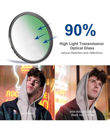Walking Way 1/4 Black Pro Mist Diffusion Filter 49mm - Soft Focus Lens for Portrait Photography and Video - 49mm Circular Diffuser Filter - Buy Online on SooperMarket.com