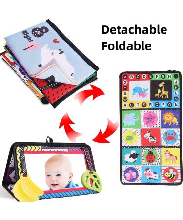 Zenovate Baby Mirror Toys - Foldable Montessori Sensory Toys for Newborns 0-12 Months | Crackling Book & Contrast Designs - Buy Online on SooperMarket.com