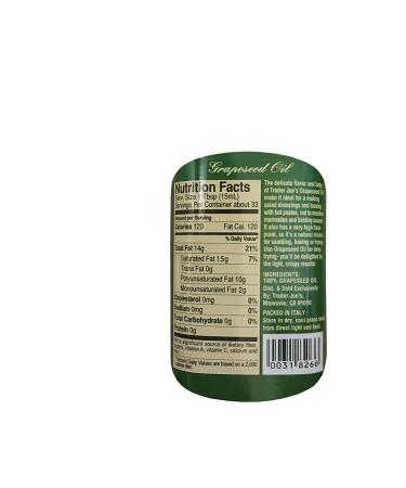 Trader Joe's Grapeseed Oil: Pure & Natural Cooking Oil - Buy Online on SooperMarket.com