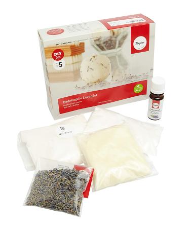 Rayher handicraft packing bathing balls lavender DIY set cosmetic wax mixture for the production of bubbling bathing balls with lavender air 34288000