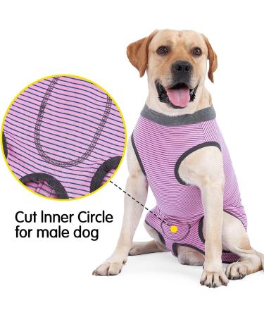 HEYWEAN Dog Recovery Suit Spay Suit for Female Dog Bodysuit After Surgery Dog Onesie for Surgery Male Dog Surgical Vest Substitute Recovery Collars XL (Pack of 1) Pink Striped - Buy Online on SooperMarket.com