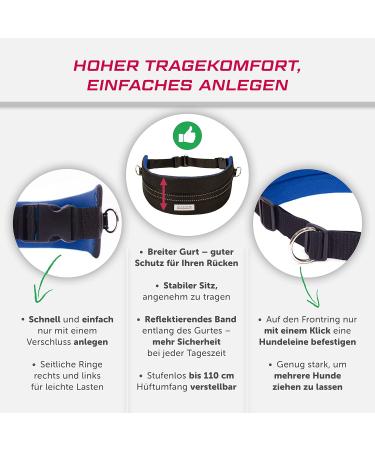 LASALINE Canicross Belt | Dog Leash & Dogtrekking Belly Belt in Black & Blue | Comfortable & Durable for International Shipping - Buy Online on SooperMarket.com