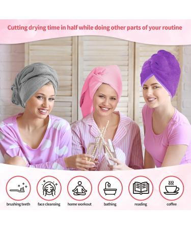 HOMERHYME Hair Drying Towel 3 Pack - Quick Dry, Highly Absorbent & Anti Frizz Hair Turban for Wet Curly Long Hair - Buy Online on SooperMarket.com