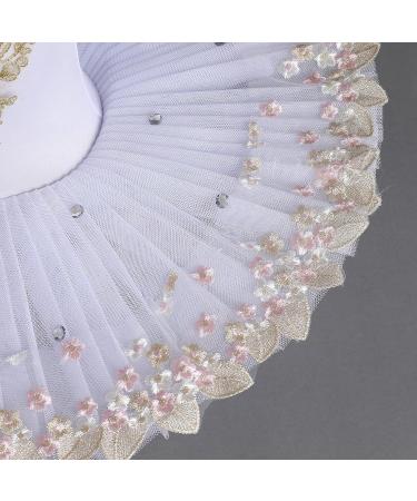 Girls Ballet Leotard with Platter Tutu & Swan Lake Feather Hem, White, 7-8 Years - Buy Online on SooperMarket.com