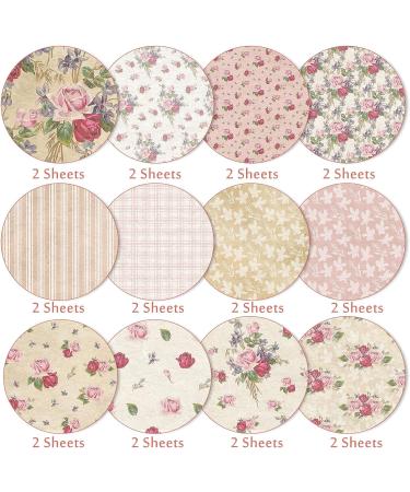 Whaline Spring Pattern Paper - 24 Sheets Double-Sided Rose Floral Scrapbook Paper for Card Making and Scrapbook Photo Album - 30 x 30cm - Buy Online on SooperMarket.com