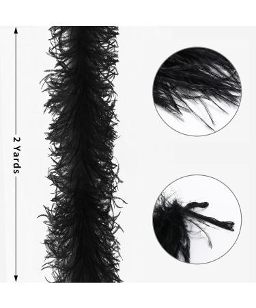 Black Ostrich Feather Boa - 2 Yards, 3-Ply Long Boa for Parties, DIY Projects & Clothing Decoration - Buy Online on SooperMarket.com