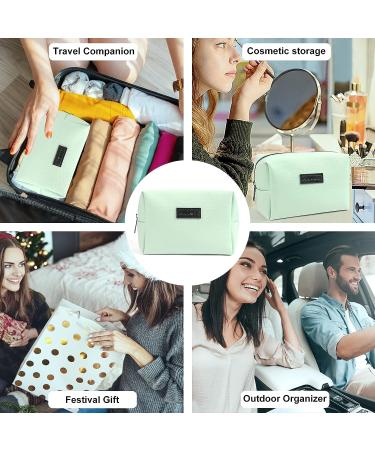 MAANGE Small Green PU Leather Makeup Bag for Women | Travel Cosmetic Pouch with Zipper | Portable & Versatile - Buy Online on SooperMarket.com