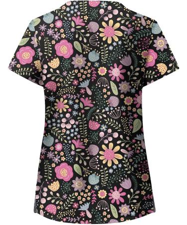 TUNUSKAT Women's Flower Nurse Uniform Fashion Print Short Sleeve Scrub Top - Red | XL - Buy Online on SooperMarket.com