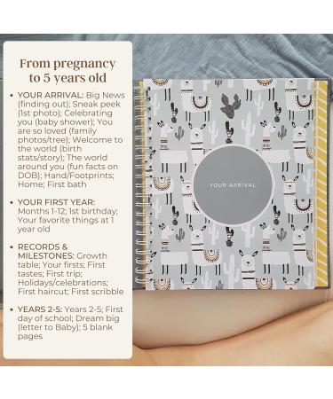 Peachly Minimalist Baby Memory Book - Baby First Year Keepsake for Milestones | Simple Grey Linen Scrapbook for Boy or Girl | 60 Pages - Buy Online on SooperMarket.com