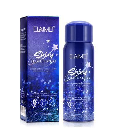PEPHUCA Glitter Spray - Temporary Shiny Glitter Spray for Body Hair Face and Clothing Waterproof Hairspray Shimmer Silver Powder for Prom Festival Rave Stage Makeup Gifts for Women 60ML 1 Pack