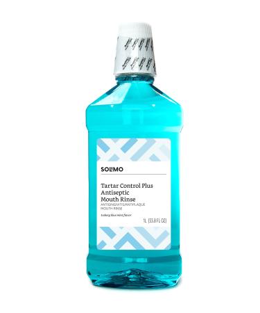 Amazon Brand - Solimo Tartar Control Plus Antiseptic Mouth Rinse  Iceberg Blue Mint  1 Liter  33.8 Fluid Ounces  Pack of 1