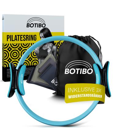 Botibo |Profi Pilates Ring 37.5cm - Resistance ring |Pilates Circle-leg press pelvic floor and thigh trainer-with hip protection & bag black/blue