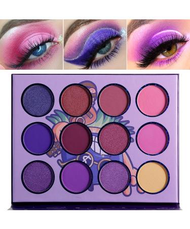 DE LANCI Professional Purple Eyeshadow Palette - 12 Shades, Waterproof & Long Lasting - High Pigmented Matte, Shimmer, and Metallic - Small & Cute Makeup Palette - Buy Online on SooperMarket.com