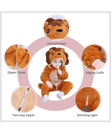 Cooky.D Unisex Winter Animal Hooded Baby Romper | Brown | 6-12 Months - Buy Online on SooperMarket.com