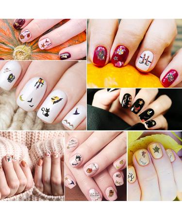 Whaline Autumn & Halloween Nail Art Stickers - 12 Sheets, Fall Leaves, Pumpkin, Bat, Ghost Patterns, Self-Adhesive Nail Decoration for Women, Girls - Perfect for Autumn Halloween Party Favors and DIY Nails - Buy Online on SooperMarket.com