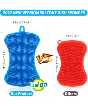 Silicone Sponge Dish Washing Kitchen Gadgets Brush (3 Pack) Blue+Grey+Green - Geloo - Buy Online on SooperMarket.com