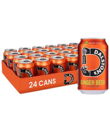 Dalston's Ginger Beer (24 x 330ml) - Real Pressed Ginger & Sparkling Water - 49 Kcal - No Added Sugar - No Artificial Sweeteners - Healthy Alternative - Low Calorie - Vegan Lime Ginger