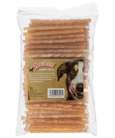 HOWLERS Natural 13cm Pack of 100 Dog Chew Rawhide Twists | Natural Dog Chews Stick For All Dogs | Delicious Dog Chew Sticks For Your Furry Friend Single
