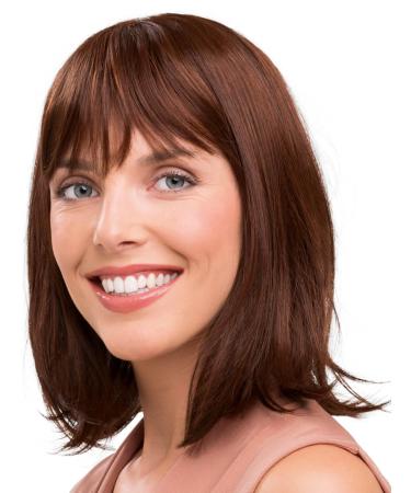 Jersey hairpiece made of high-quality synthetic hair suitable for all head sizes highlighted in medium brown/copper maroon