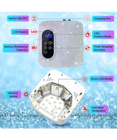 Cordless UV LED Nail Lamp COLORENE 72W Rechargeable Sparkly Nail Light Quick Curing Dryer Professional Nail Dryer Gel Polish Light with 4 Timer Setting Auto Sensor for Salon Home Nail Art Diamond - Buy Online on SooperMarket.com