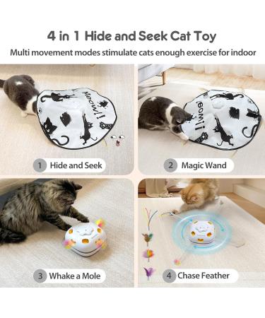GoldenSun Rechargeable 4in1 Interactive Cat Toy - Hide and Seek Kitten Wand, Whack a Mole, Motion Self Play - Electronic Automatic Cat Toy for Indoor Cats - Exercise and Entertainment - Black Meow - Buy Online on SooperMarket.com