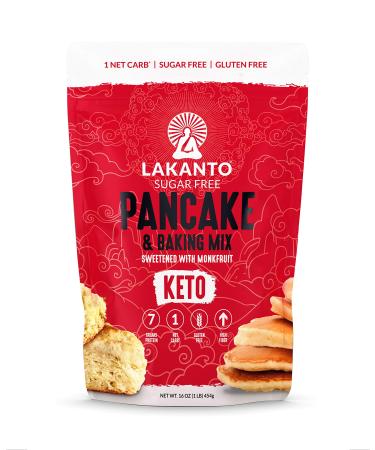 Lakanto Sugar Free Pancake and Baking Mix - Sweetened with Monk Fruit Sweetener, Keto, 7g of Protein, 1g Net Carbs, High in Fiber, Flapjack, Waffles, Biscuits, Easy to Make Breakfast (1 Lb)