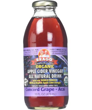 Bragg Bev Apple Cider Grape and Acai 16 Ounce Pack of 12