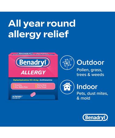 Benadryl Ultratabs Antihistamine Allergy Relief Tablets & Tylenol Extra Strength Pain Reliever Rapid Release Gels Bundle - 100ct Each - Buy Online on SooperMarket.com