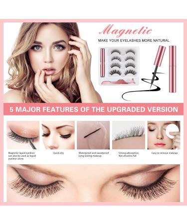 Soft Reusable Magnetic Eyelashes Kit - Waterproof, Long Lasting, 4 Pairs of Natural Look 3D Lashes with Magnetic Eyeliner - No Glue Needed - Buy Online on SooperMarket.com