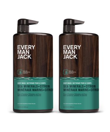 Every Man Jack Men s Hydrating Body Wash for All Skin Types - Cleanse and Hydrate Skin with Naturally Derived Marine Extracts  Coconut Oil  and a Sea Minerals + Citron Scent - 33.8 fl. oz. - 2 Bottle