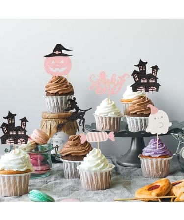 Cyodoos 24PCS Ghost Cupcake Toppers such as Pumpkin Ghost House Ghost Witch Candy Selection Halloween Cake Decoration Halloween Theme Girl Baby Shower Supplies pink Pink1 - Buy Online on SooperMarket.com