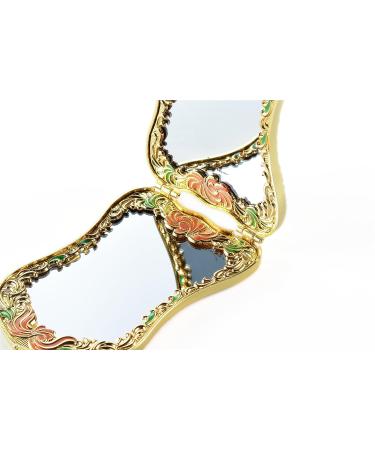 Jinvun Antique-Like Compact Mirror: Durable Travel Makeup Mirror - Shield Shape, Magnification, & Clear Reflection - Vintage Design - Unique Jewellery Gift - Gold02 - Buy Online on SooperMarket.com